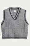 Sibylla Preppy Style V-neck Cable Knit Vest