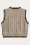 Sibylla Preppy Style V-neck Cable Knit Vest