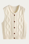 Tamsin Button Up Vintage Cable Knit Vest