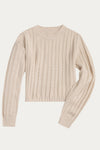 Augusta Creamy Cotton Cropped Cable Knit Sweater - DAStyle