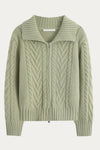 Berenice Cable Knit Zip Up Sweater - DAStyle