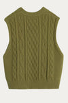 Cecile Round Neck Cable Knit Sweater Vest - DAStyle